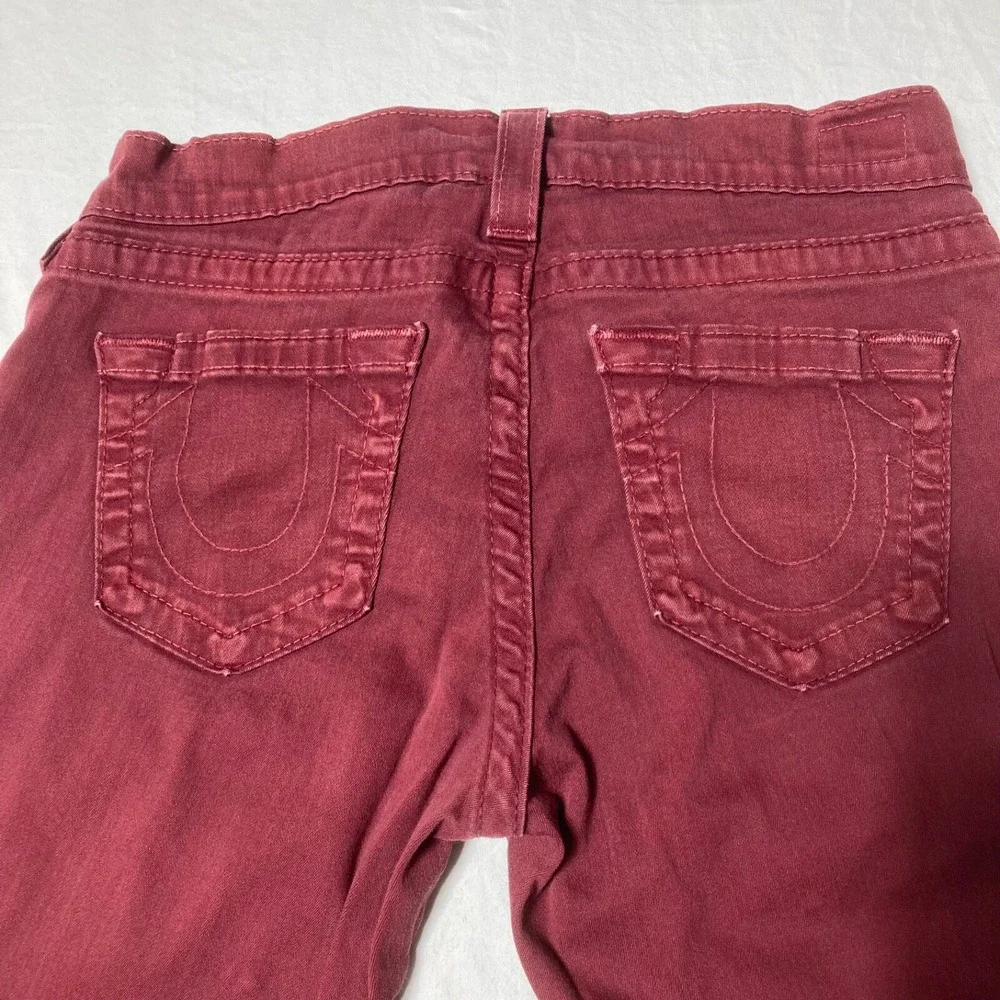 True‎ Religion Jeans Women 28X31 Denim Skinny Maroon Slim Low Rise Made in USA